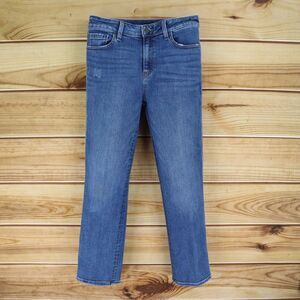 Chico's Ankle Jeans Womens Size 0 Blue Cotton Blend Straight‎ Distressed